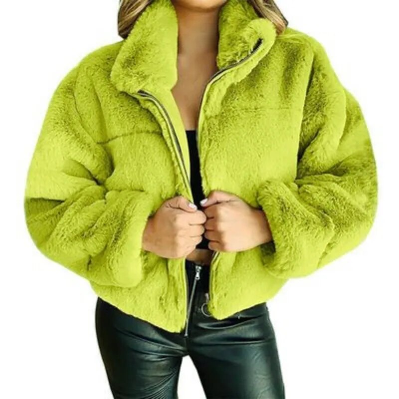 R&B | Faux-Fur-Jacke - Übergroßer Schnitt - Hoher Kragen - Volle Reißverschluss - Weich & Gemütlich