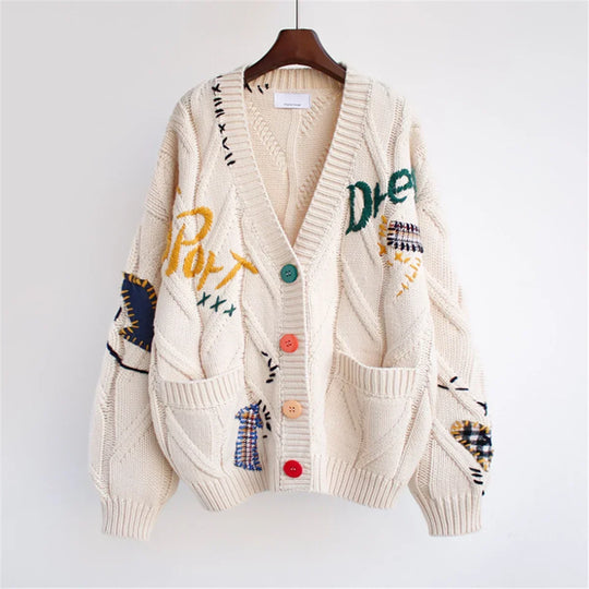 R&B | Patchwork Bestickte Strickjacke