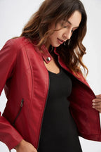 R&B | Damen Dicke jacke Modisch Motorradstil