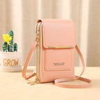 R&B | Leder Smartphone Clutch Damen Handtasche mit Touchscreen-Fenster