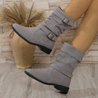 R&B | Denim Schnallen-Stiefeletten