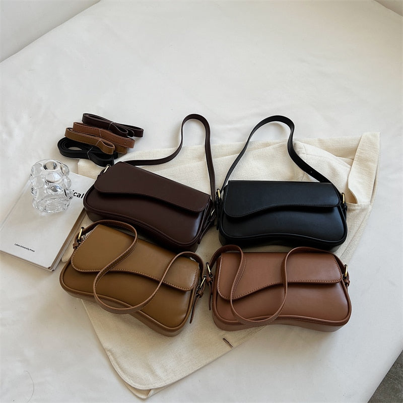 R&B | Vintage Leder Crossbody-Taschen Kleine Umhängetasche Stilvolle Armpit Handtaschen und Geldbörsen