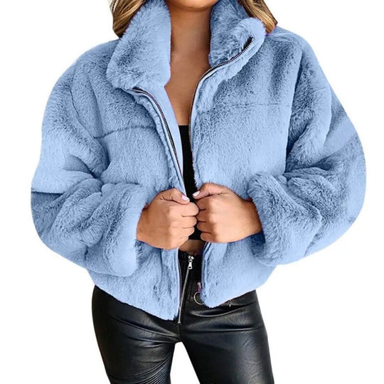 R&B | Faux-Fur-Jacke - Übergroßer Schnitt - Hoher Kragen - Volle Reißverschluss - Weich & Gemütlich