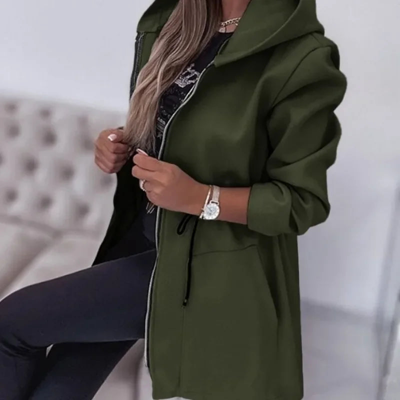 R&B | Frühlingsjacke mit Kapuze und plissiertem Bund