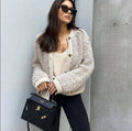 R&B | Damen Knopf-Front Cardigan Jacke