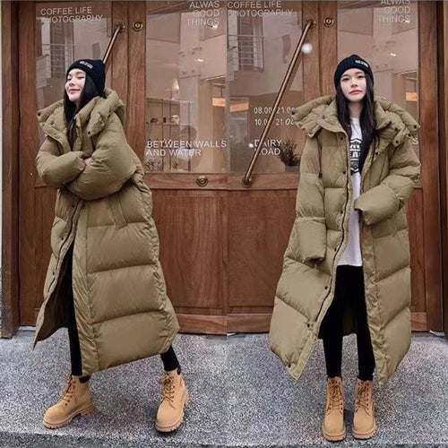 R&B | Lange Pufferjacke mit Kapuze für Damen - Winter