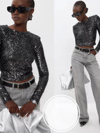 R&B | Elegantes Pailletten-Cropped-Top
