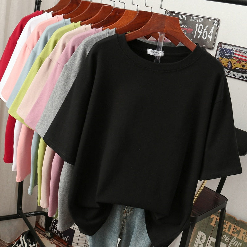 R&B | Oversized Baumwoll-Basic-T-Shirt für Damen