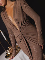 R&B | Glitter V-Ausschnitt Maxikleid