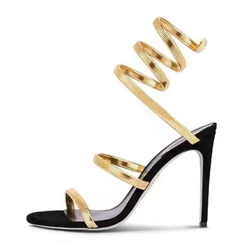 R&B | Eilyken Sommer Straßenstil Knöchelriemen Offene Zehe Schmale Riemen Damen Sandalen Dünne Hohe Absätze Stripper Sexy Bankett Schuhe