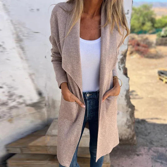 R&B | Einfarbiger Mid Length Cardigan Mantel