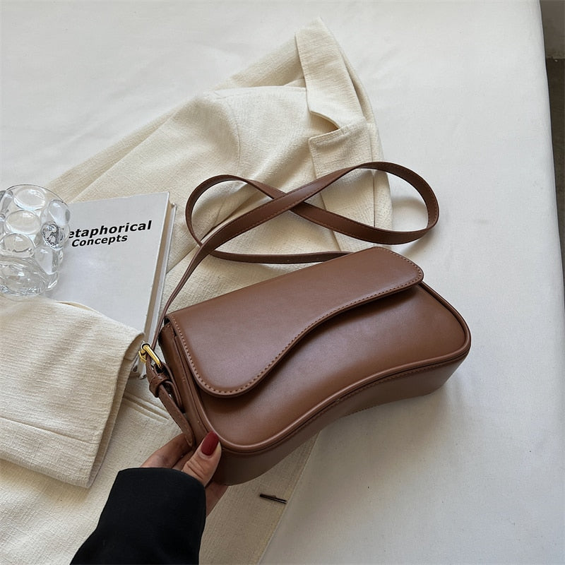 R&B | Vintage Leder Crossbody-Taschen Kleine Umhängetasche Stilvolle Armpit Handtaschen und Geldbörsen