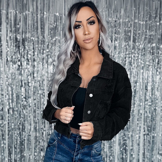 R&B | Elegante Jeansjacke mit Fransen