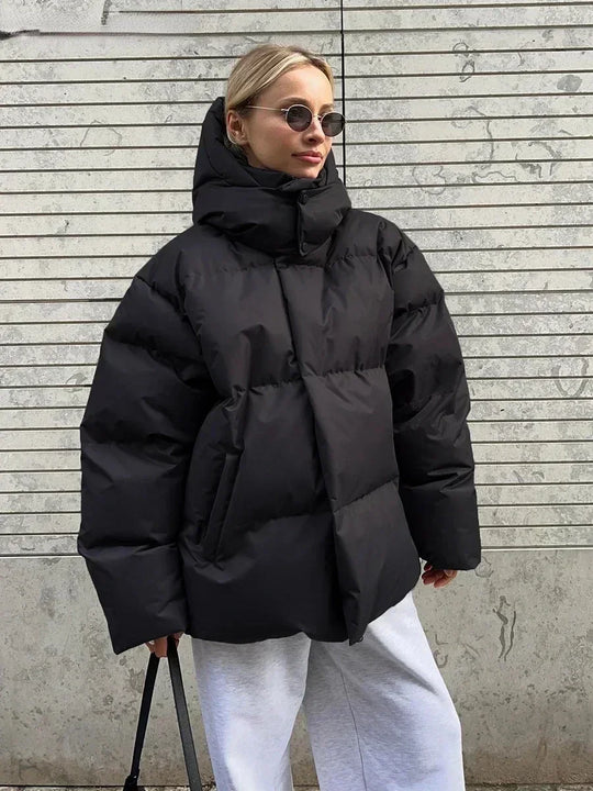 R&B | Steppparka mit Kapuze und Taschen für Frauen Ideal für den Winter