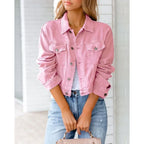 R&B | Kurze Taschenjacke Mode Streetwear Einfache Knopf Trend Frauen Denim Jacken Lange Ärmel Herbst Neu Denim Denim Jacken