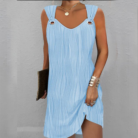 Damen Strandkleid mit seitlichem Schlitz und dünnen Trägern R&B