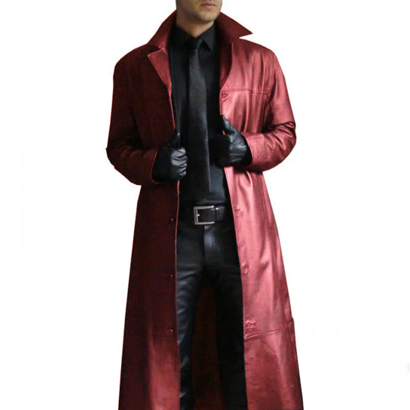 R&B | Lange Lederjacke für Herren mit Kragen