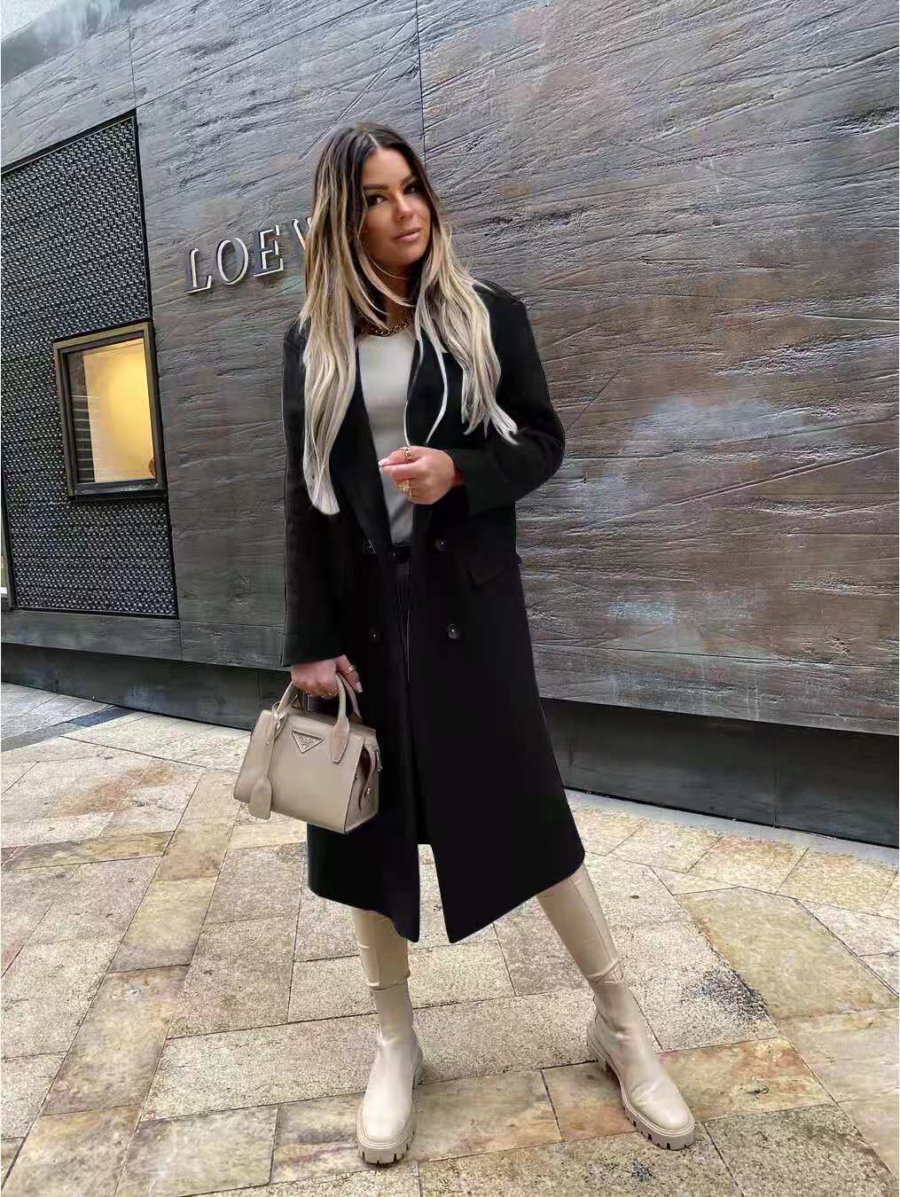 R&B | Wollmantel mit Knöpfen für Den Winter