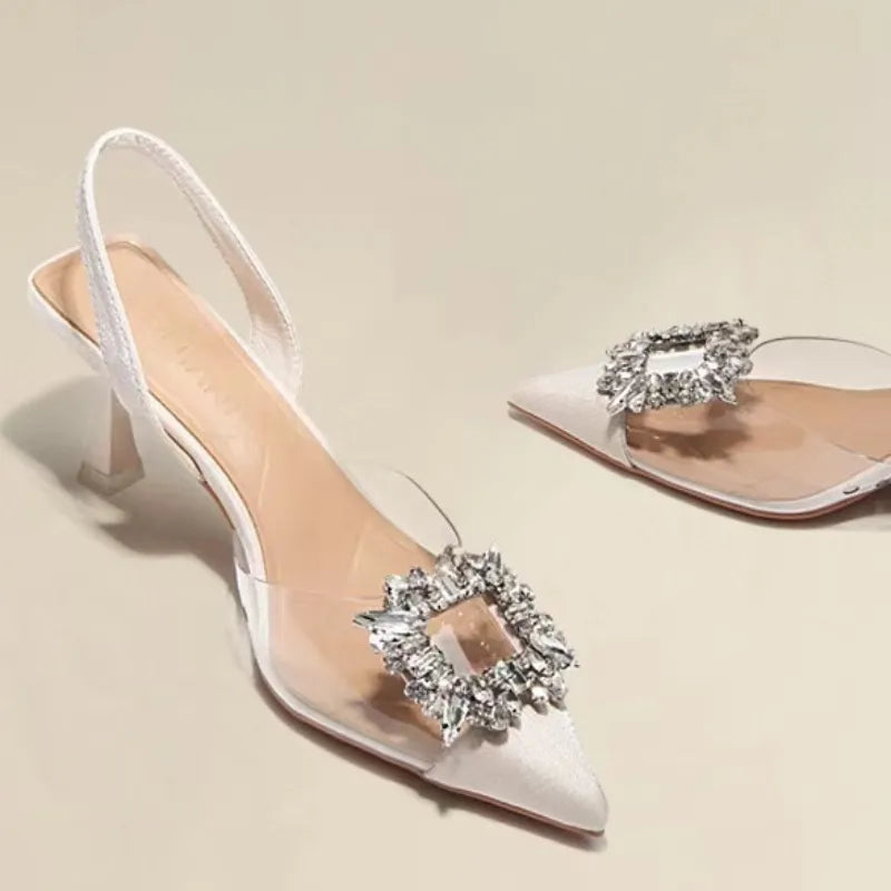 R&B | Frühling und Herbst Mode Sexy Bankett Bequem Kristall Transparent Einfarbig Spitze Frauen Hohe Schuhe