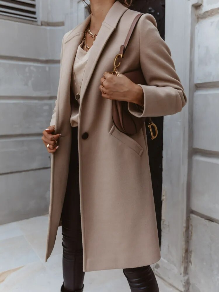 R&B | Übergcoat - Wollmischung - Maßgeschneiderte Passform - Klassischer Reverskragen - Elegantes Design