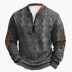 R&B | Strickpullover mit Zopfmuster und Viertelreißverschluss - Modischer Freizeitpullover für Herbst und Winter
