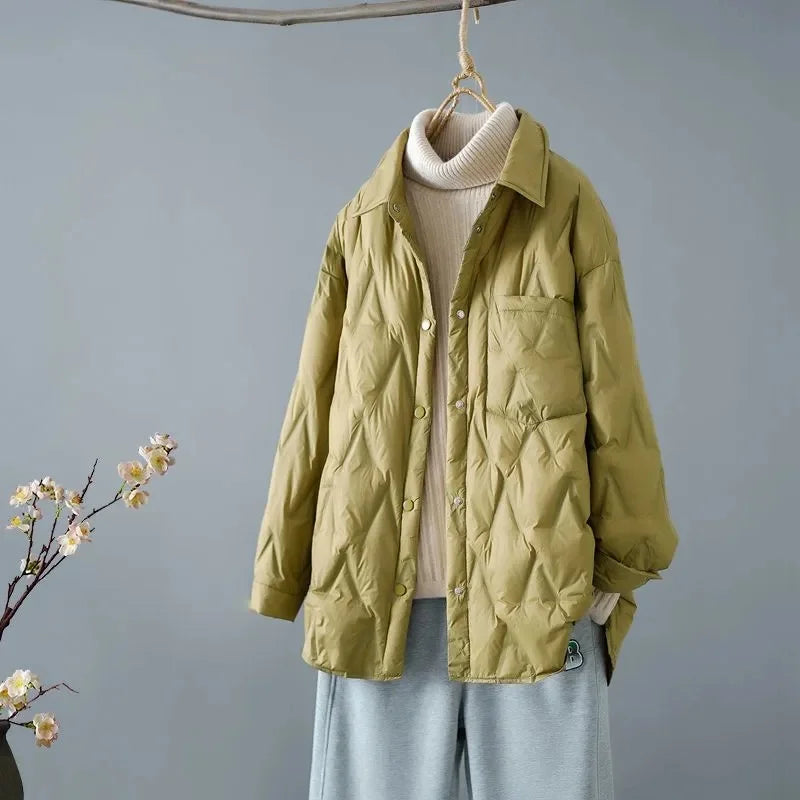 R&B | Gestepptes Shirt-Jacke - Lockere Passform - Knopfverschluss - Leichtes Layering-Stück