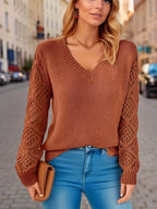 R&B | Solid V-Ausschnitt Strickpullover