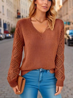 R&B | Solid V-Ausschnitt Strickpullover