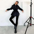 R&B | Klassische Gesteppte Damenjacke Mit Druckknopfverschluss Und Taillengürtel