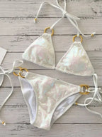 Heidi-Mode | Neu Sexy Bikinis Pailletten Goldfarbe Frauen Bandage Bikini Set Push-Up Vorgepolsterter Bh Badeanzug Set Bademode