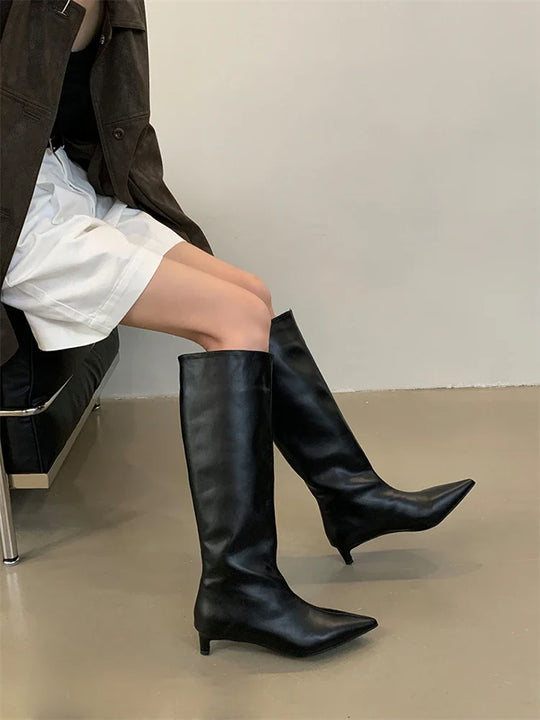 R&B | Knielange Dünne Absatzstiefel