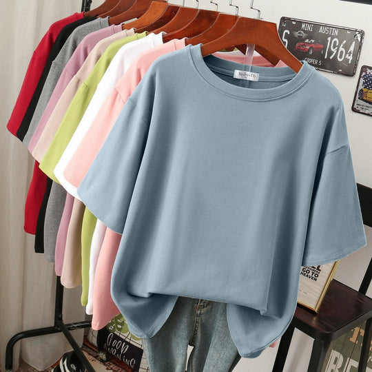 R&B | Oversized Baumwoll-Basic-T-Shirt für Damen