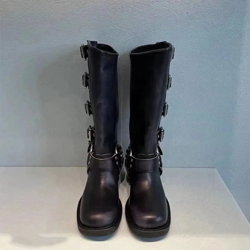 R&B | Ritterstiefel Retro Western Hohe Rohr Freizeitstiefel