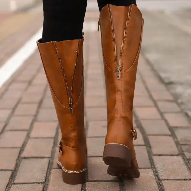 R&B | High-Top Biker Stiefel mit Blockabsatz und Schnallendesign