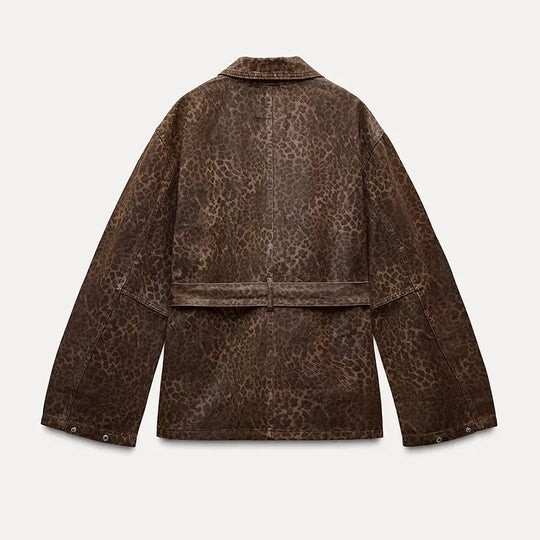 R&B | Jeansjacke mit Leopardenmuster
