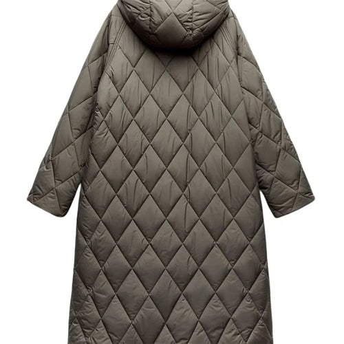 R&B | Lange Steppjacke mit Verstellbarer Kapuze für Frauen Ideal für Den Winter
