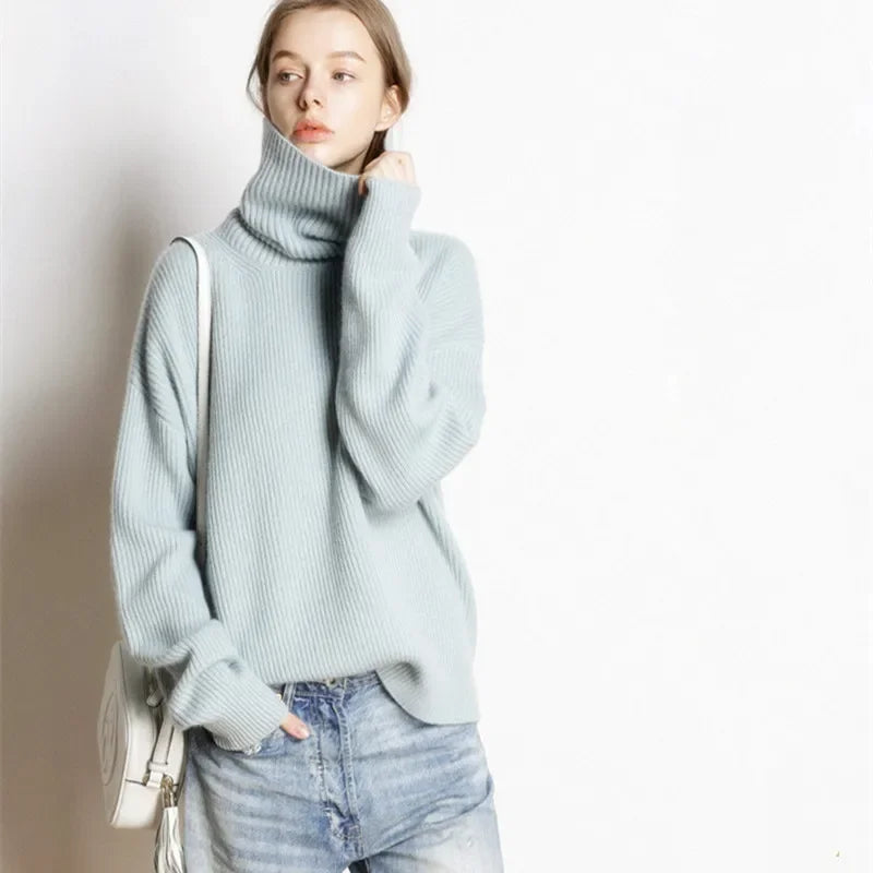 R&B | Oversized Stil Rollkragenpullover für Freizeit und Büro