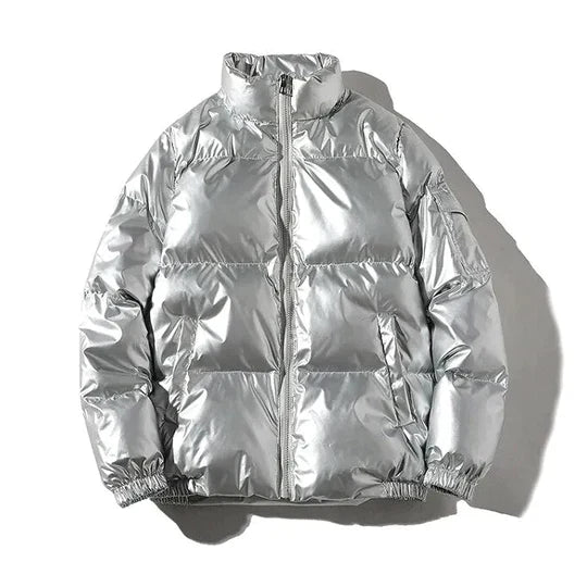 R&B - Winddichte metallische Winter-Pufferjacke