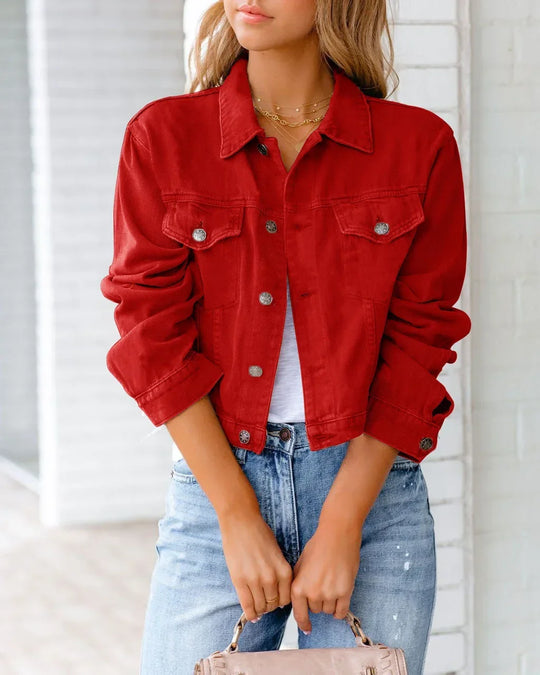 R&B | Kurze Taschenjacke Mode Streetwear Einfache Knopf Trend Frauen Denim Jacken Lange Ärmel Herbst Neu Denim Denim Jacken