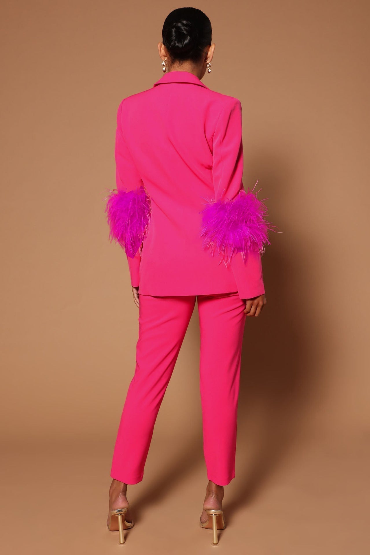 R&B | Blazer mit Federn und Hose Set für Frauen