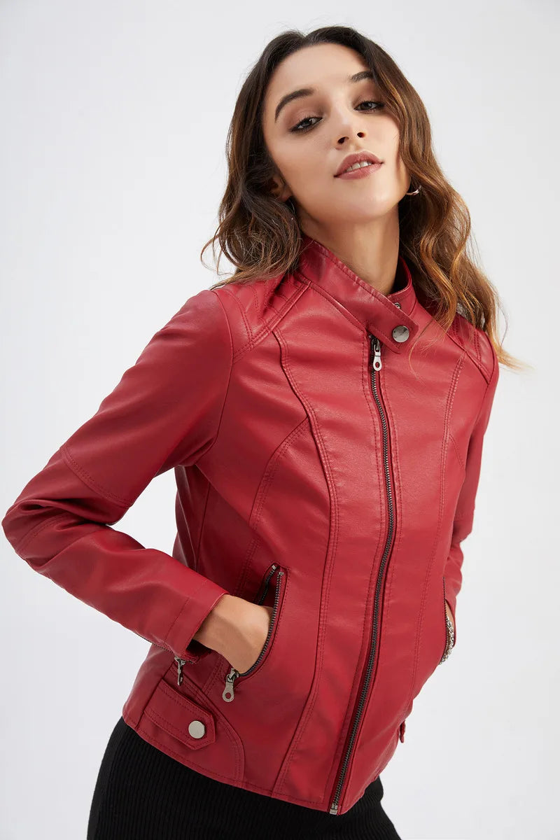 R&B | Damen Dicke jacke Modisch Motorradstil