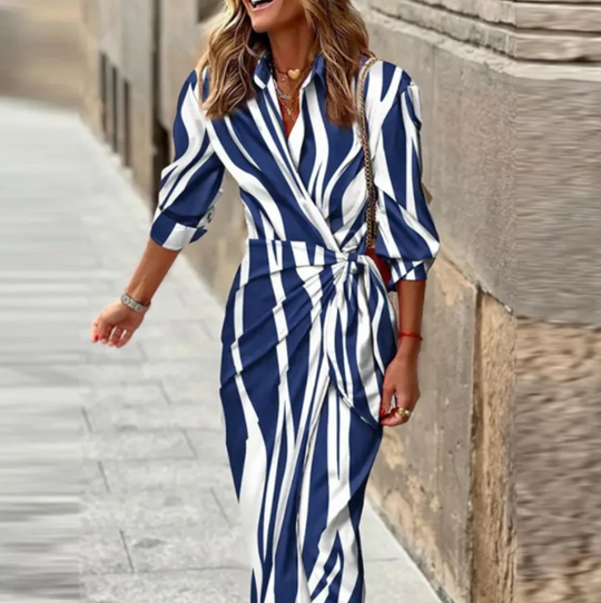 R&B | Bedrucktes Elegantes Kleid mit Halben Ärmeln