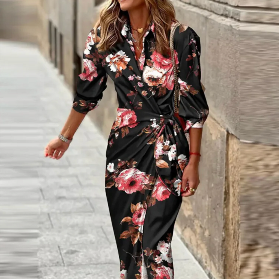 R&B | Bedrucktes Elegantes Kleid mit Halben Ärmeln