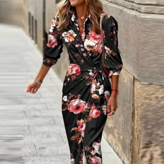R&B | Bedrucktes Elegantes Kleid mit Halben Ärmeln