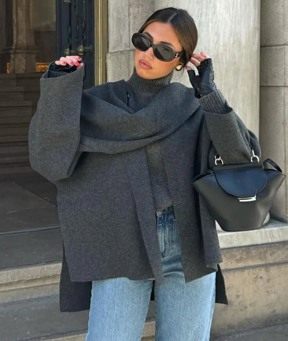 R&B | Jacke mit Schal Bequem und Warm Perfekt für Den Winter