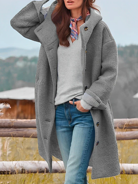 R&B | Übergrobe Bouclé-Jacke mit Knopfverschluss