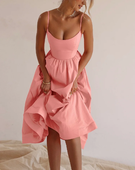 Midi-Kleid mit Spaghettiträgern | Marie