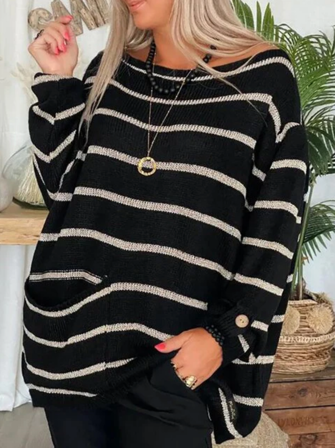 R&B | Strick Oversize Pullover Wollmischung Lässig, Farblich