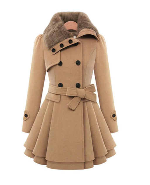 R&B | Wollmischjacke - stilvolle doppelte Breasted Jacke mit Gürtel