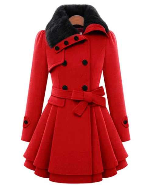 R&B | Wollmischjacke - stilvolle doppelte Breasted Jacke mit Gürtel